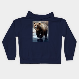 Arctic Grizzly Bear-Oil paint Kids Hoodie